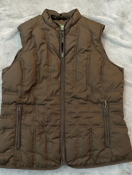 Eddie Bauer Brown Gose Down Filled Puffer Full Zip Vest MEDIUM Womens - Picture 1 of 5